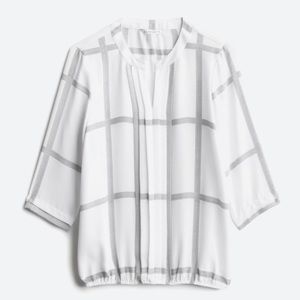 41 Hawthorn white plaid work blouse, Sz L